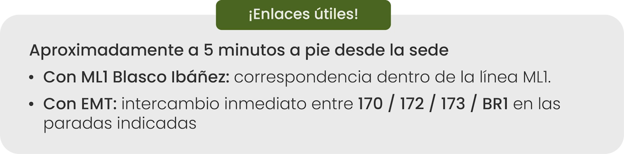 Enlaces útiles: a 5 minutos desde la sede